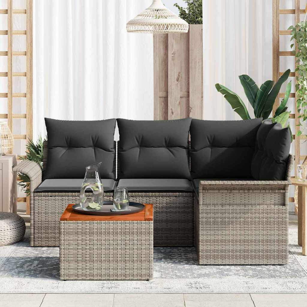 Havesofa Sæt 5 stk. 4-Antal sæder Grå polyrattan