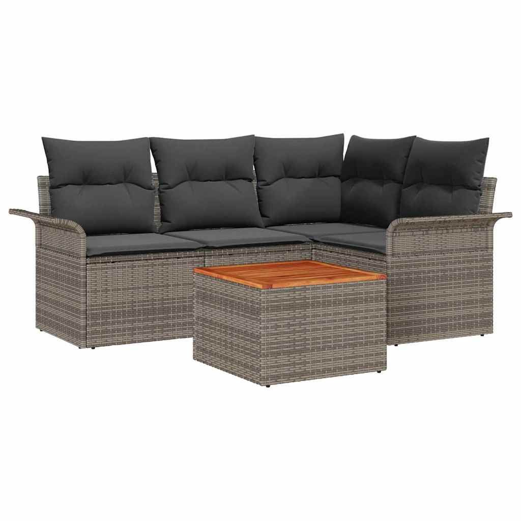 Havesofa Sæt 5 stk. 4-Antal sæder Grå polyrattan