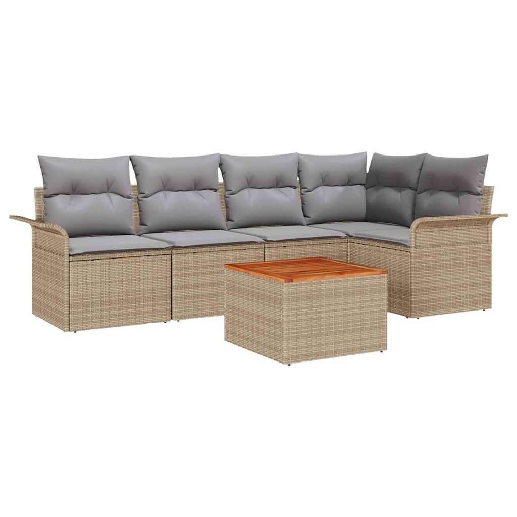 Havesofa Sæt 6 stk. 5-Antal sæder Beige og lys grå polyrattan