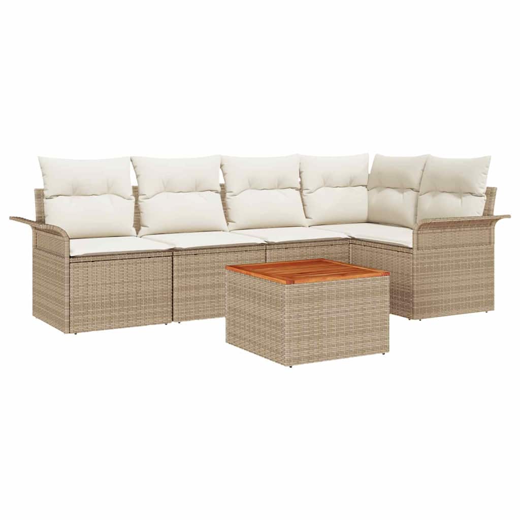 Havesofa Sæt 6 stk. 5-Antal sæder Beige og creme polyrattan