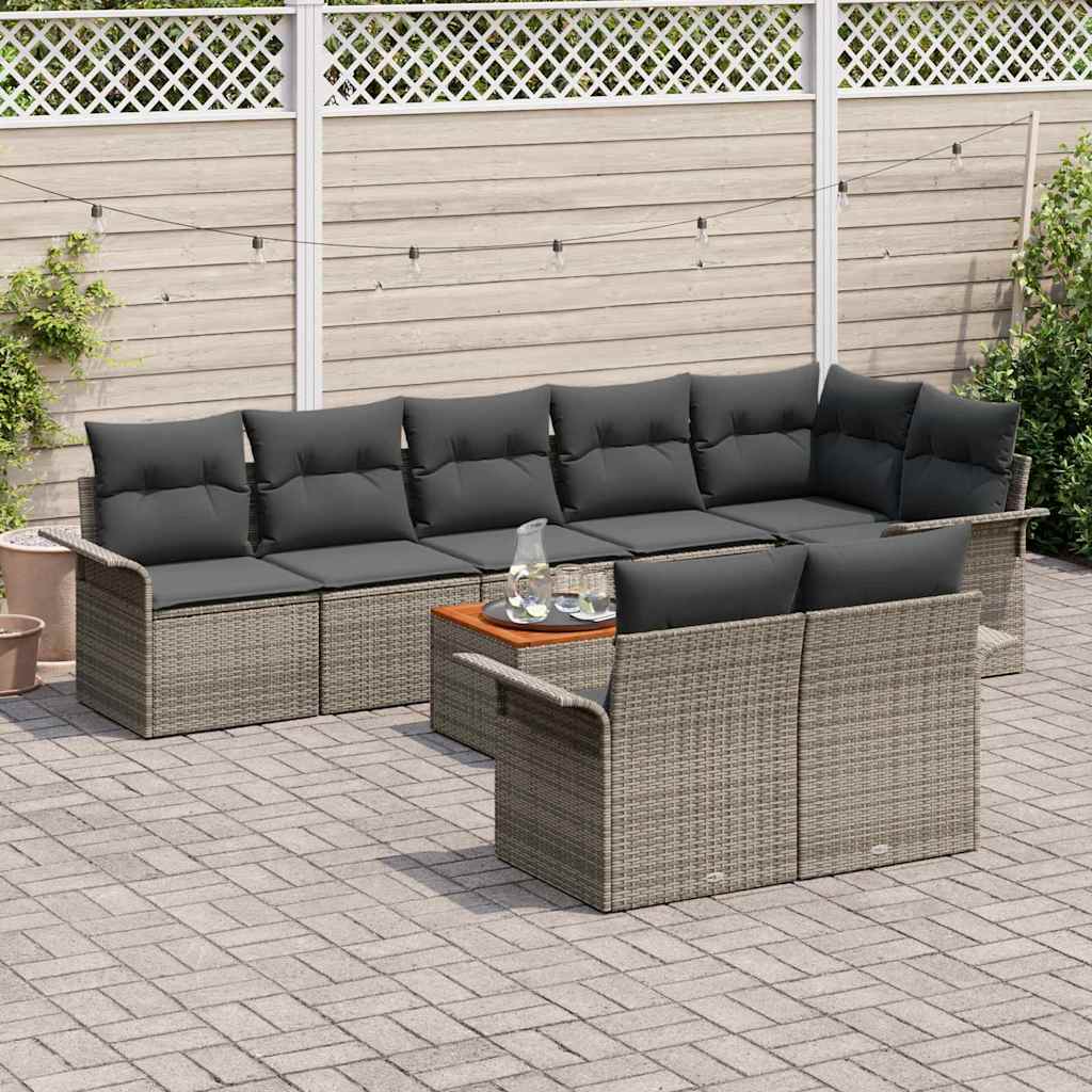 Havesofa Sæt 9 stk. 8-Antal sæder Grå polyrattan
