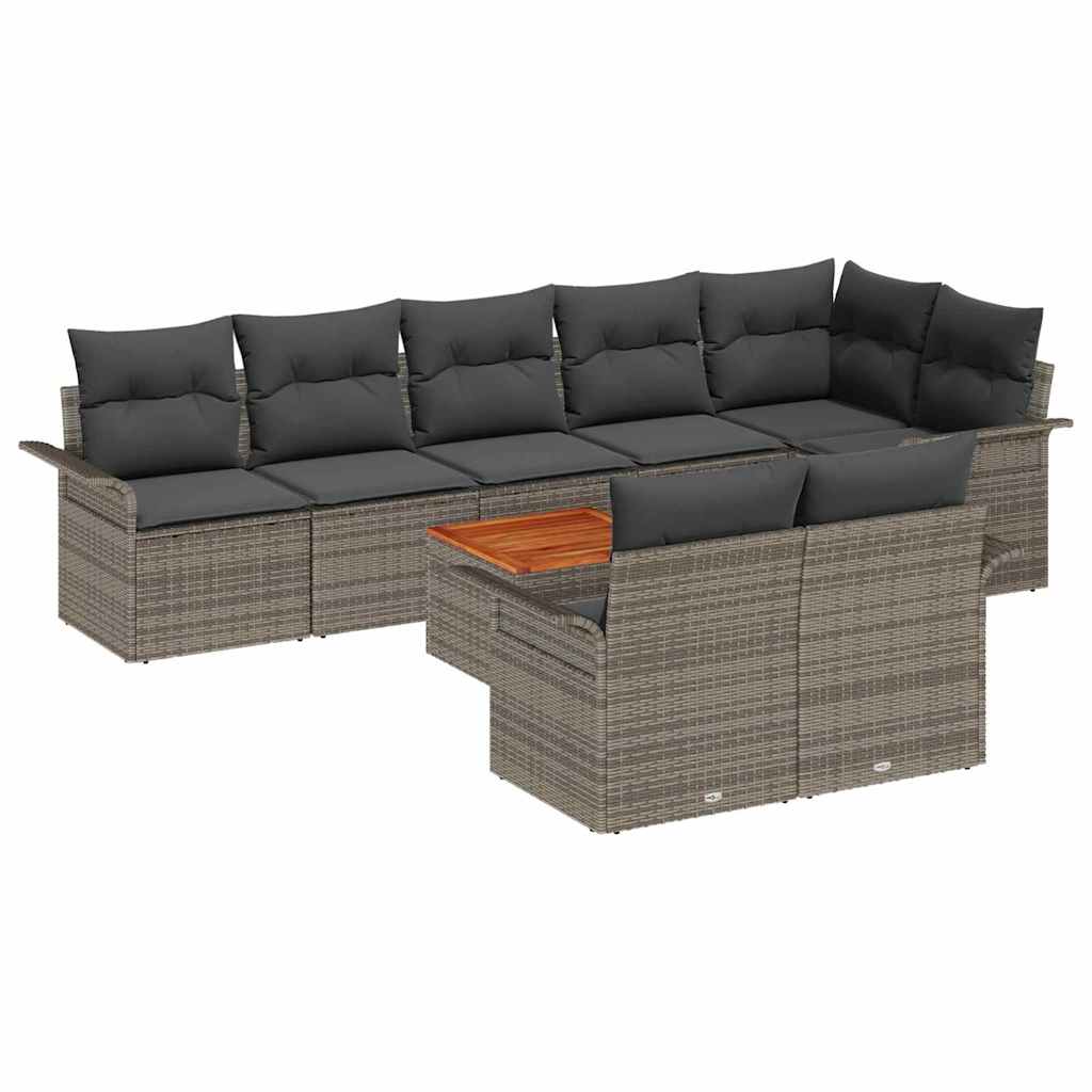 Havesofa Sæt 9 stk. 8-Antal sæder Grå polyrattan