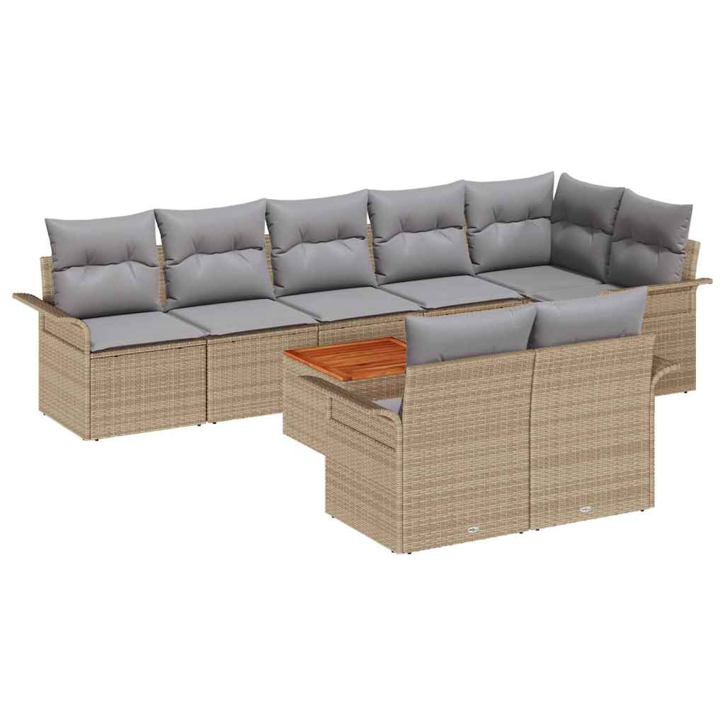 Havesofa Sæt 9 stk. 8-Antal sæder Beige og lys grå polyrattan