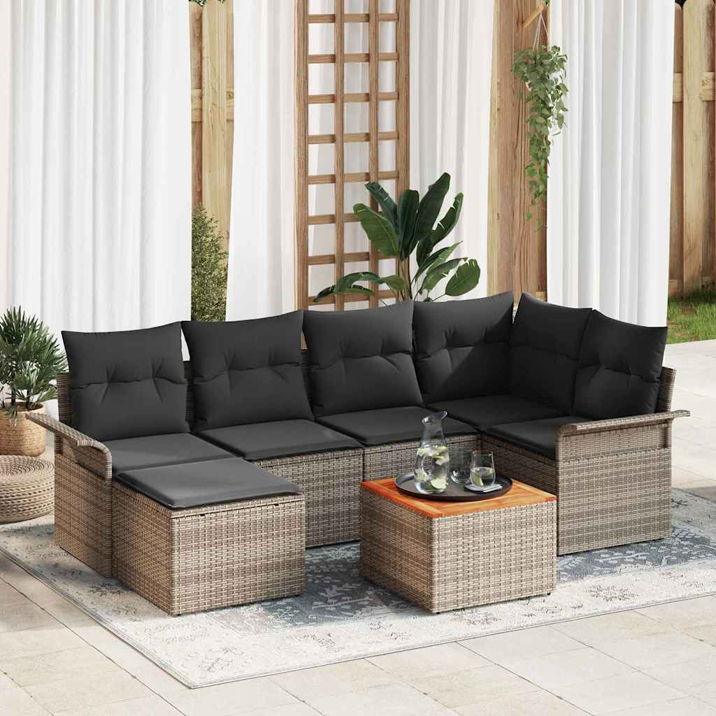 Havesofa Sæt 7 stk. Grå polyrattan