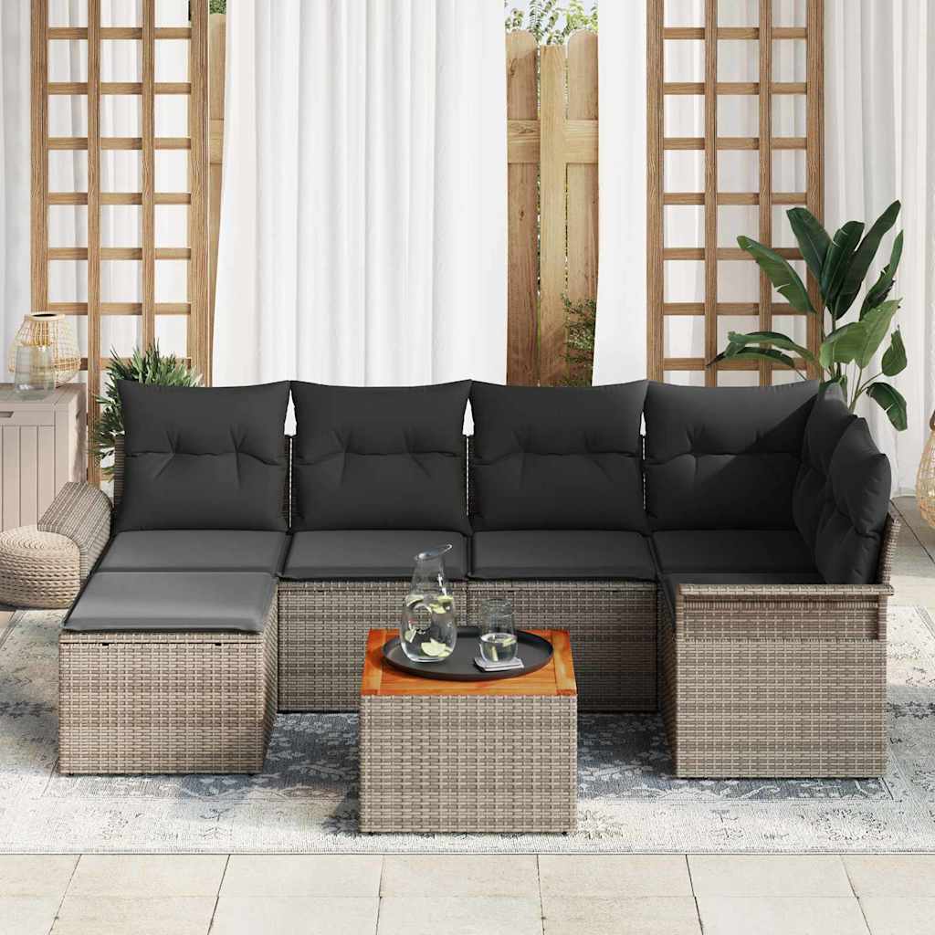 Havesofa Sæt 7 stk. Grå polyrattan