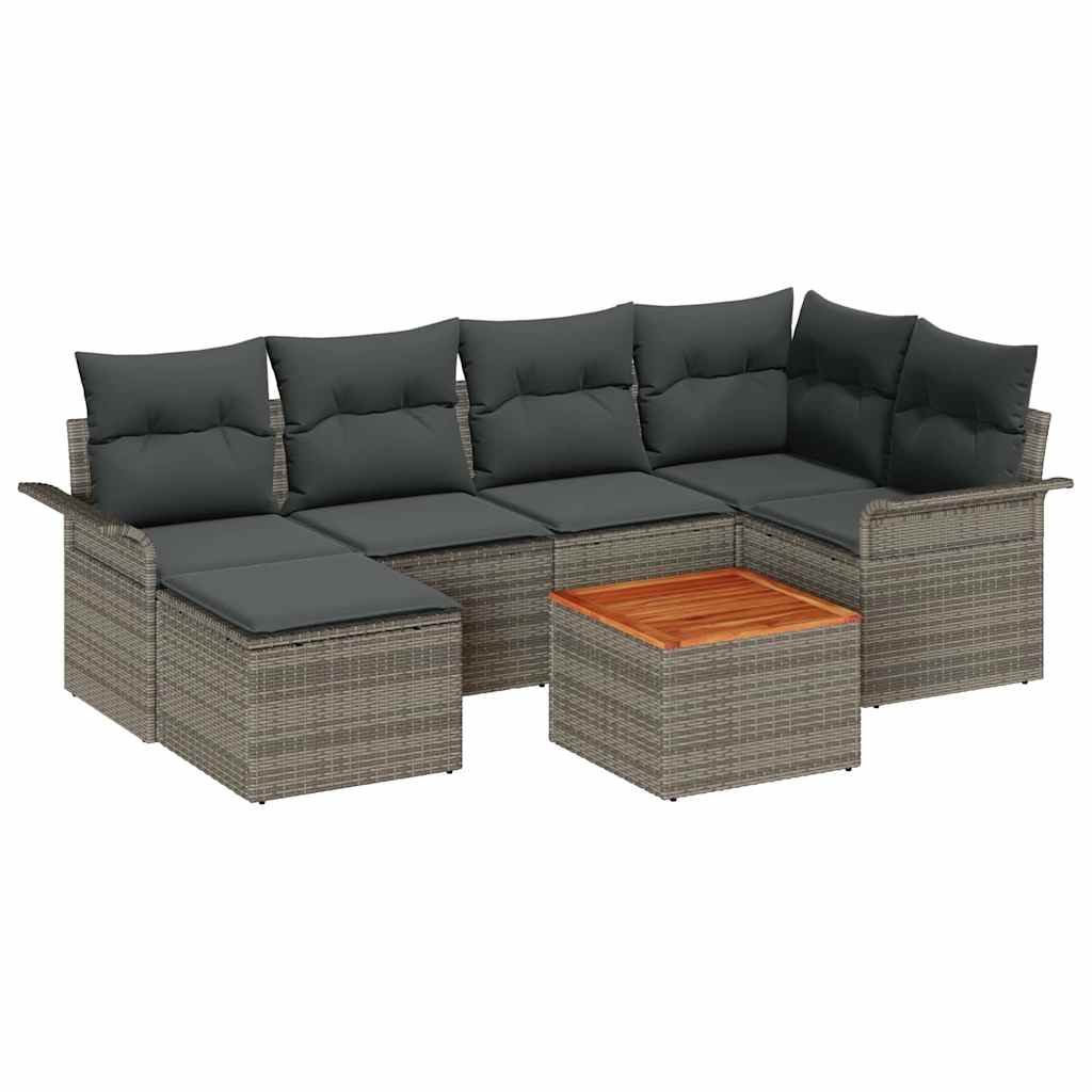 Havesofa Sæt 7 stk. Grå polyrattan