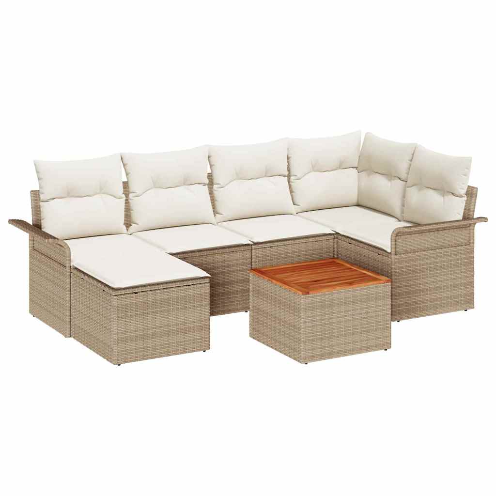 Havesofa Sæt 7 stk. Beige og creme polyrattan