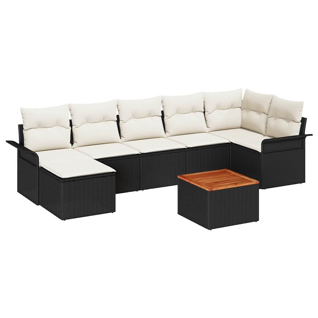 Havesofa Sæt 8 stk. Sort og Cream polyrattan
