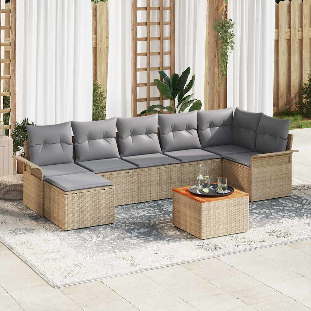 Havesofa Sæt 8 stk. Beige og lys grå polyrattan