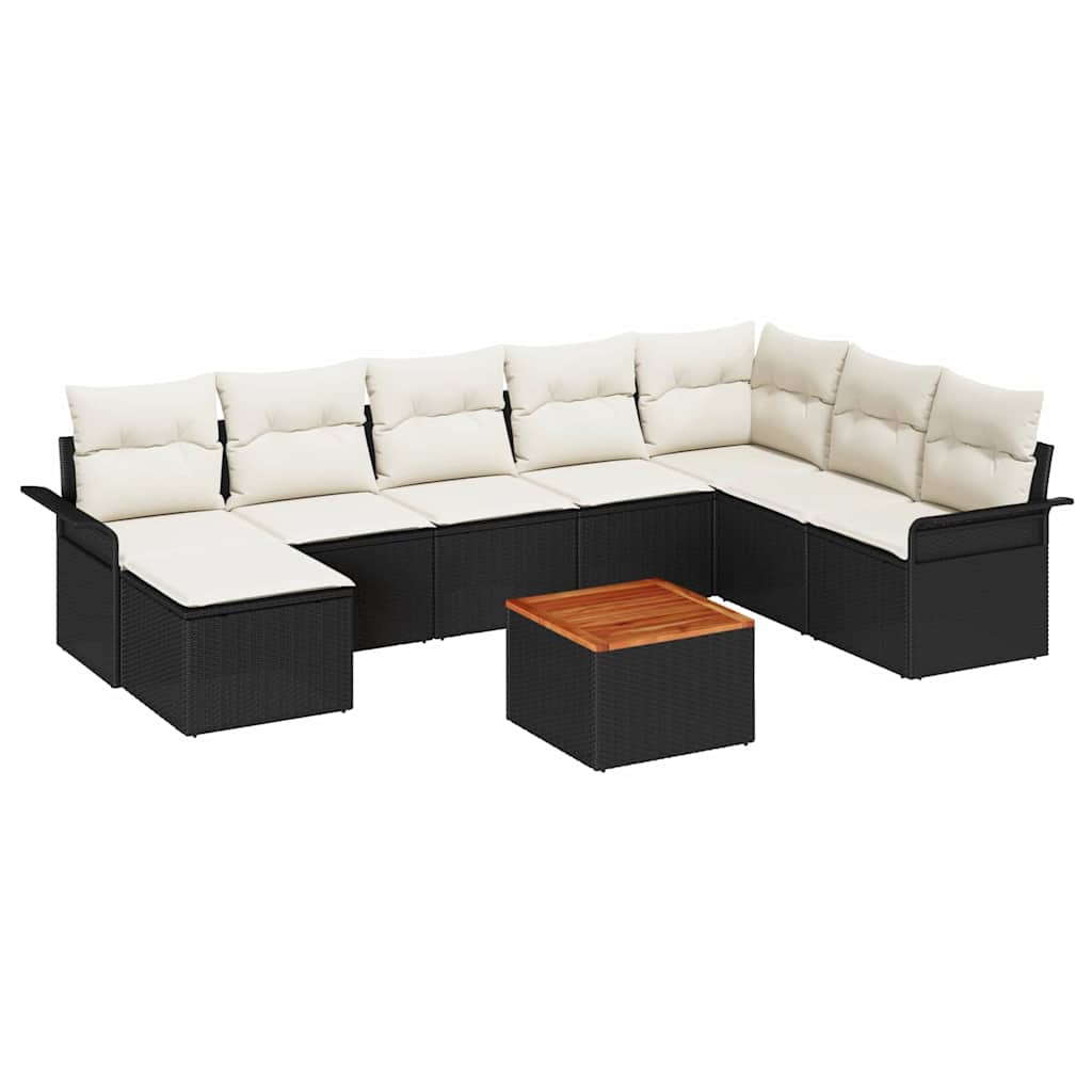 Havesofa Sæt 9 stk. Sort og Cream polyrattan