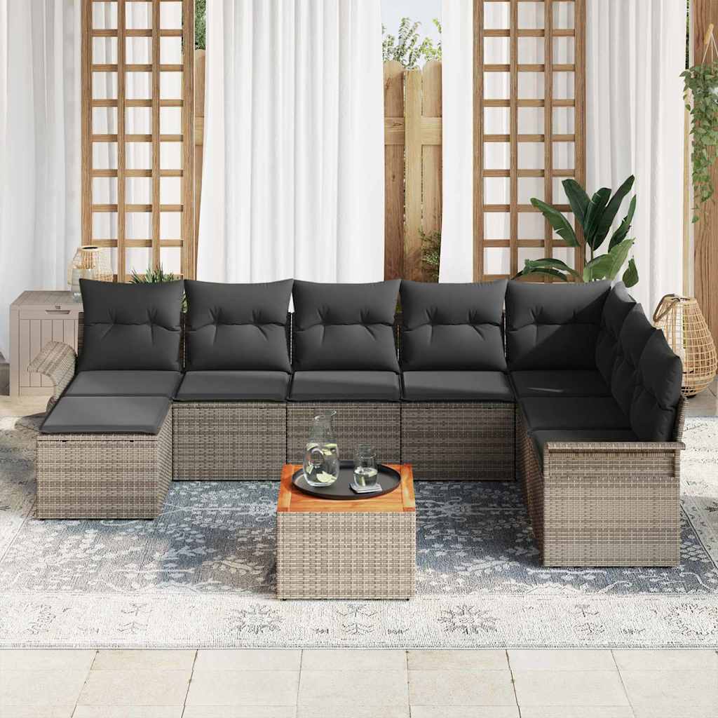 Havesofa Sæt 9 stk. Grå polyrattan