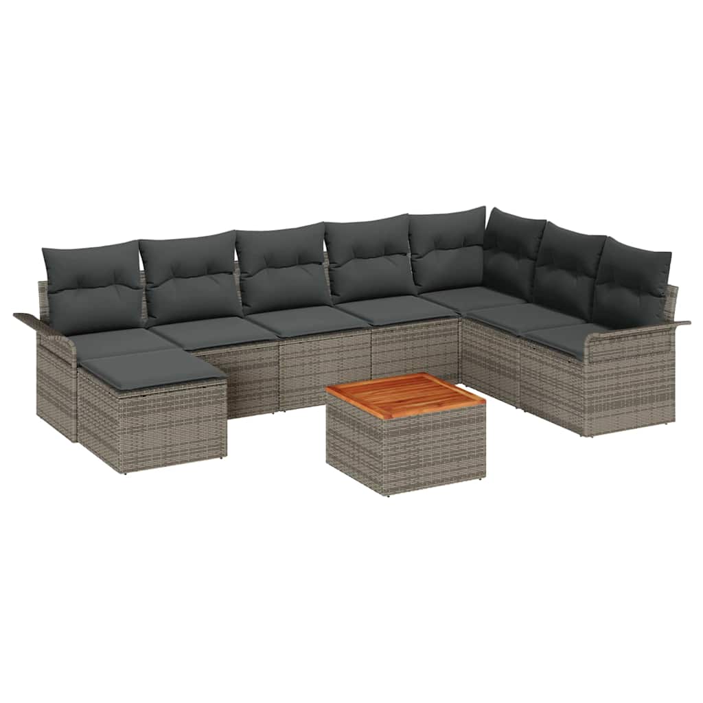 Havesofa Sæt 9 stk. Grå polyrattan