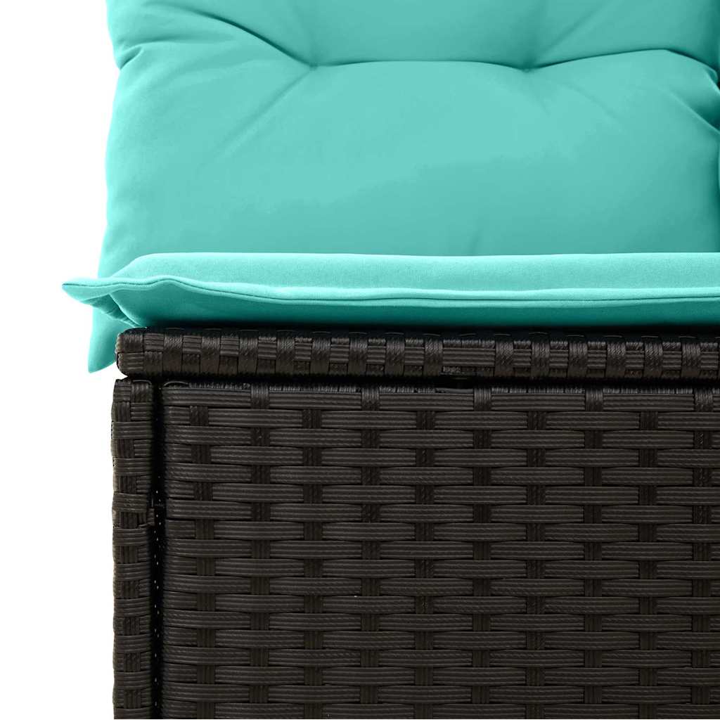 Havesofa Sæt 10 stk. 9-Antal sæder Sort og turkis polyrattan