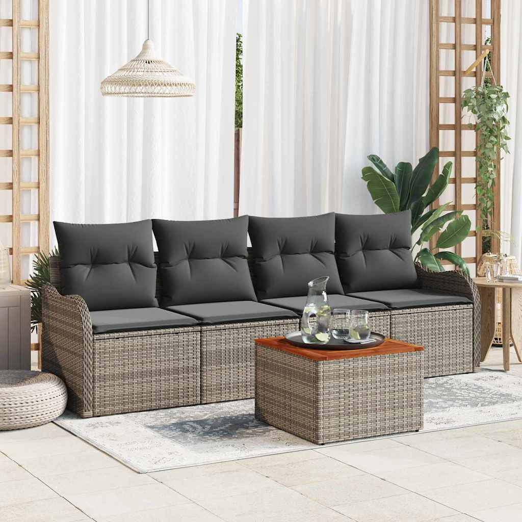 Havesofa Sæt 5 stk. 4-Antal sæder Grå polyrattan