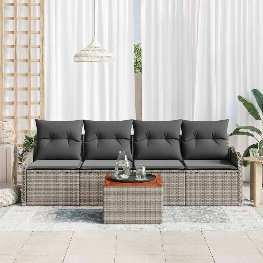 Havesofa Sæt 5 stk. 4-Antal sæder Grå polyrattan
