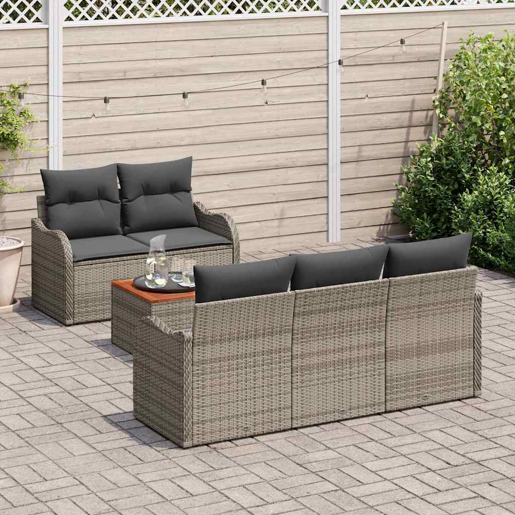 Havesofa Sæt 6 stk. 5-Antal sæder Grå polyrattan