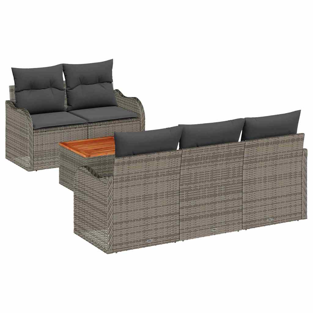 Havesofa Sæt 6 stk. 5-Antal sæder Grå polyrattan