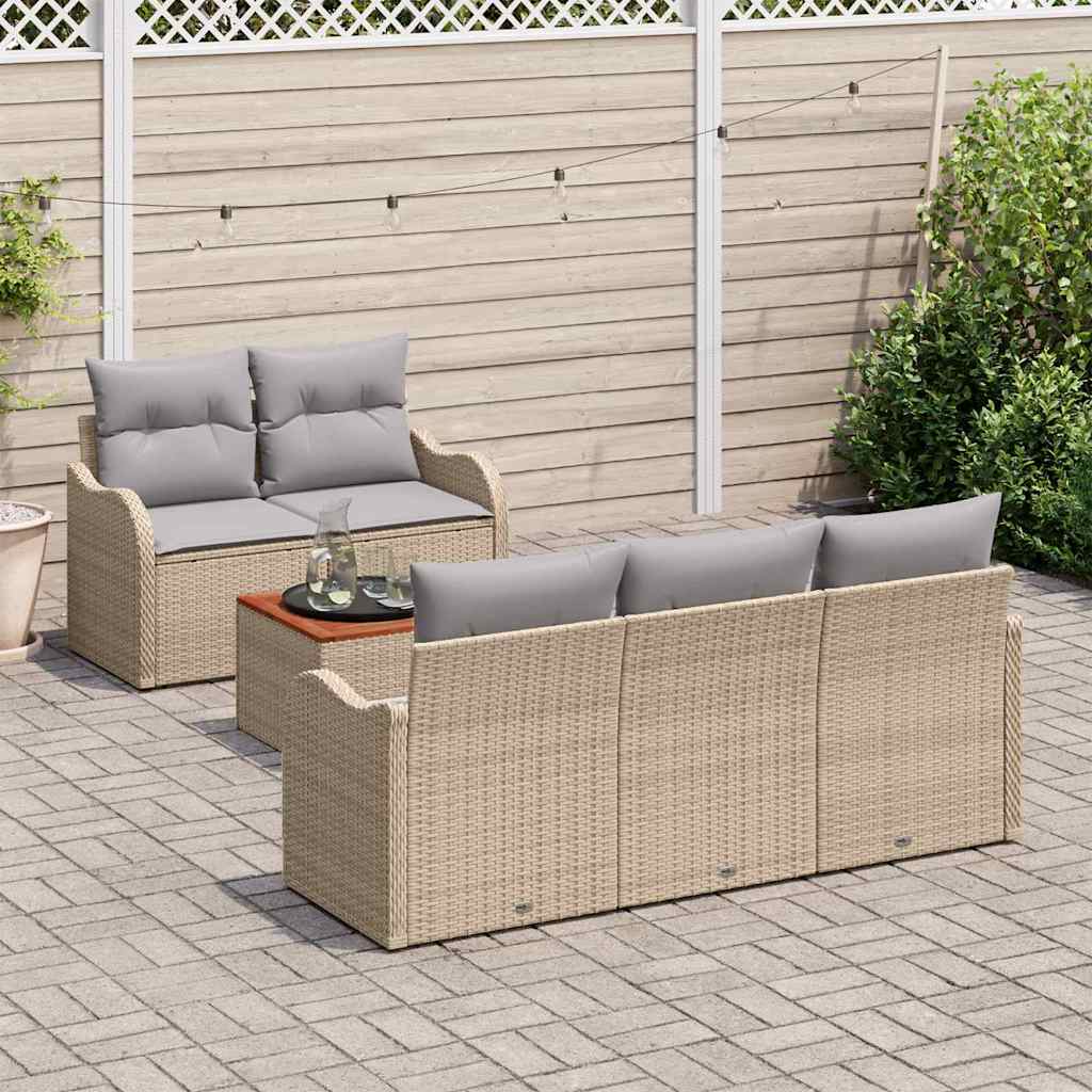 Havesofa Sæt 6 stk. 5-Antal sæder Beige og lys grå polyrattan