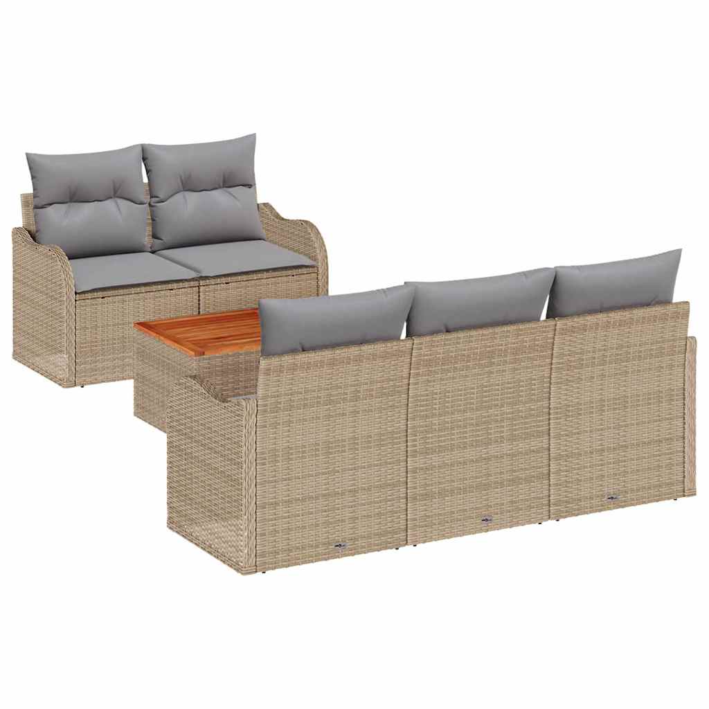 Havesofa Sæt 6 stk. 5-Antal sæder Beige og lys grå polyrattan