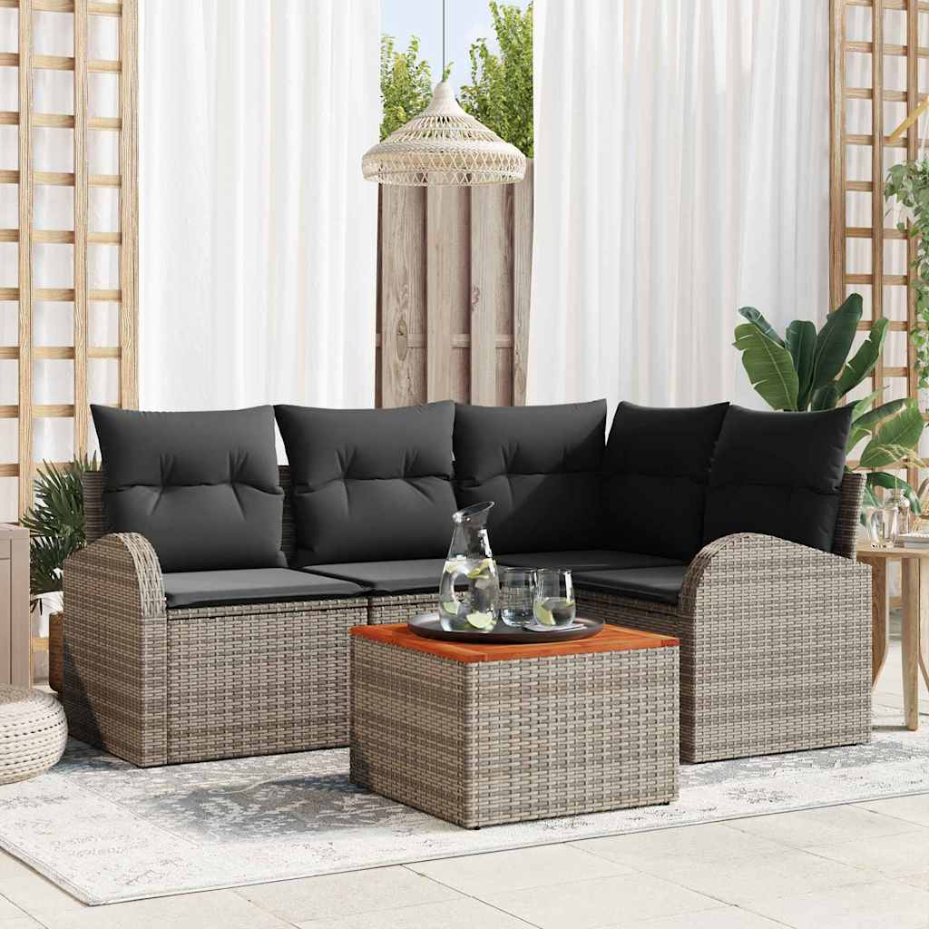 Havesofa Sæt 5 stk. Grå polyrattan