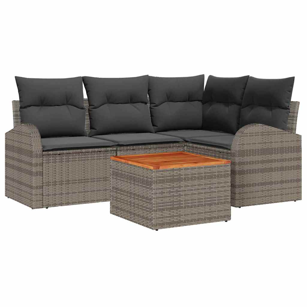 Havesofa Sæt 5 stk. Grå polyrattan