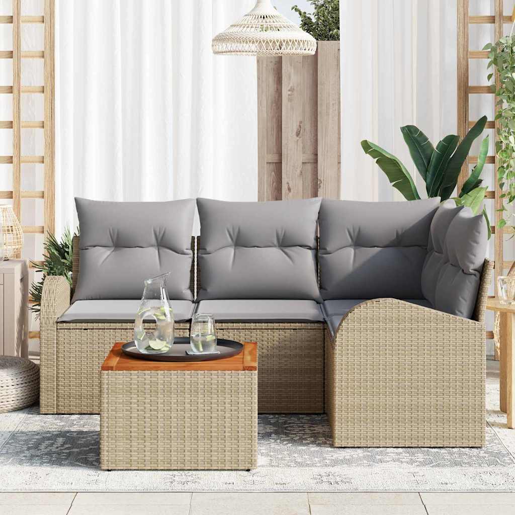 Havesofa Sæt 5 stk. Beige og lys grå polyrattan
