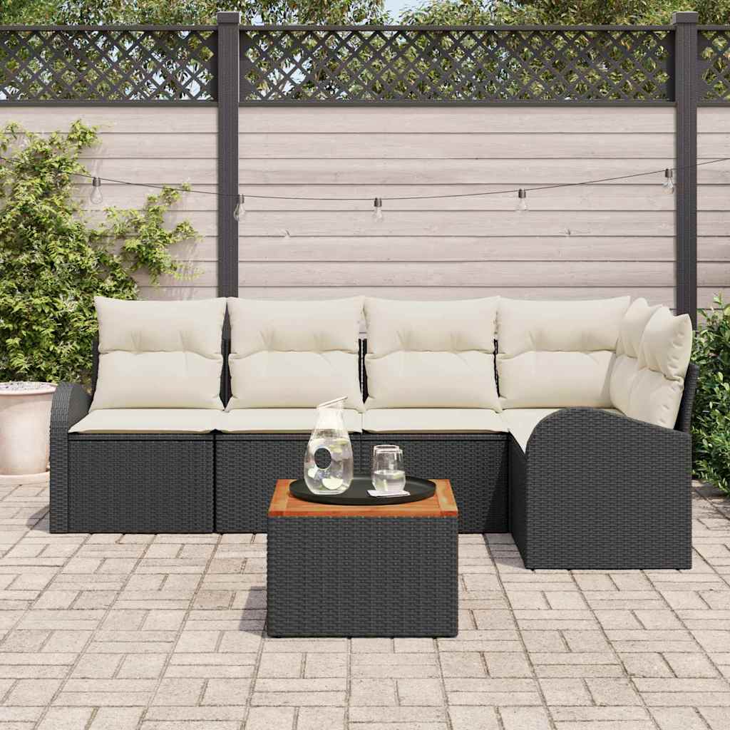Havesofa Sæt 6 stk. Sort og Cream polyrattan