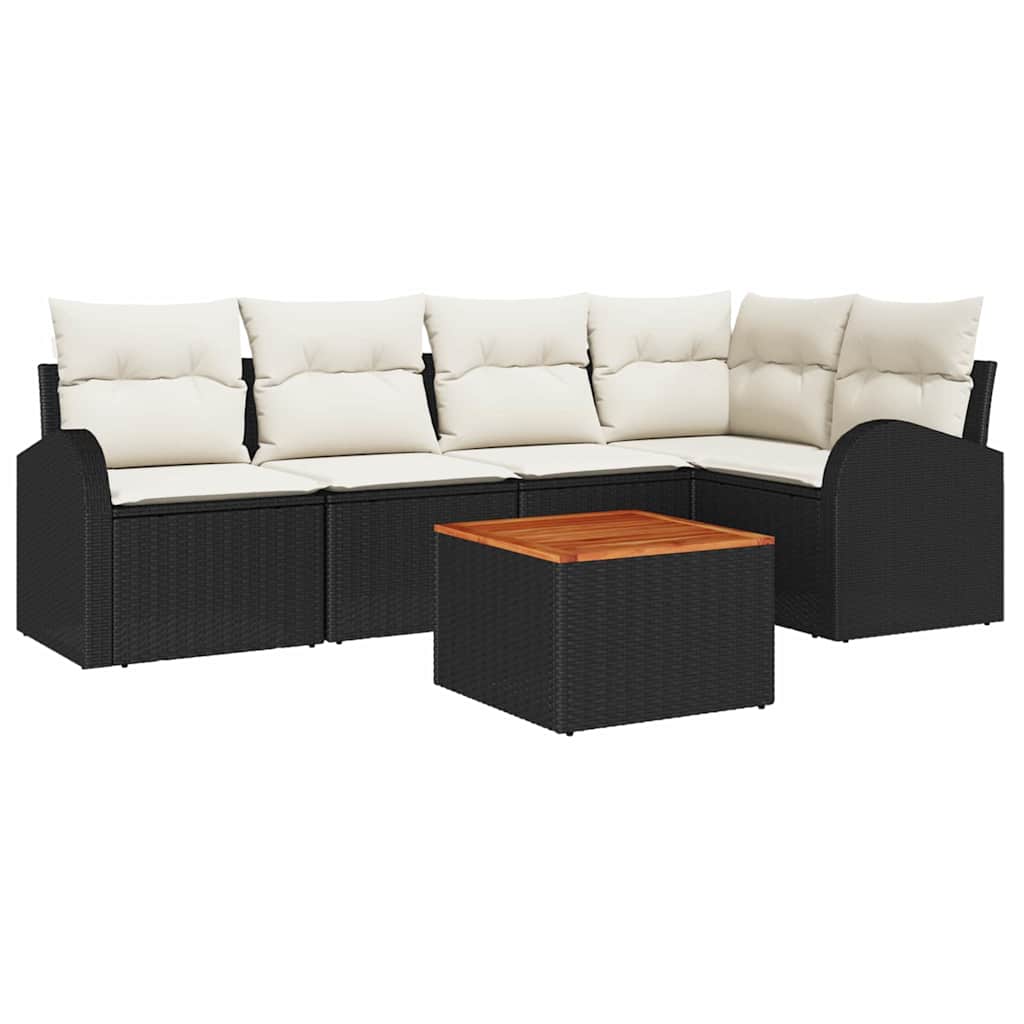 Havesofa Sæt 6 stk. Sort og Cream polyrattan