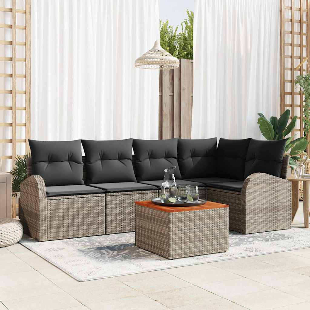 Havesofa Sæt 6 stk. Grå polyrattan