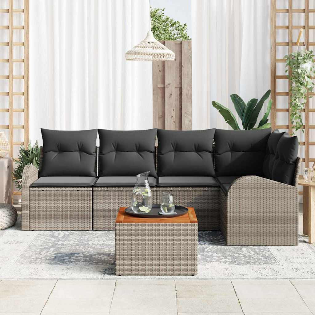 Havesofa Sæt 6 stk. Grå polyrattan