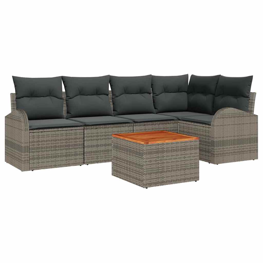 Havesofa Sæt 6 stk. Grå polyrattan