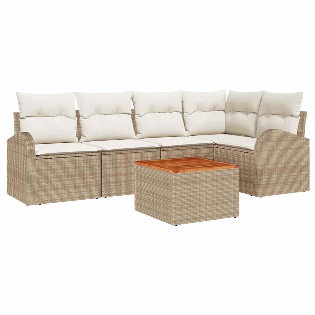 Havesofa Sæt 6 stk. Beige og creme polyrattan