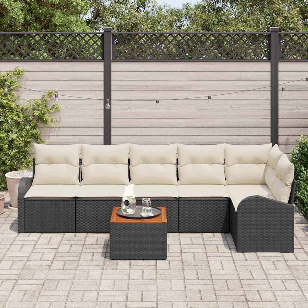 Havesofa Sæt 7 stk. Sort og Cream polyrattan