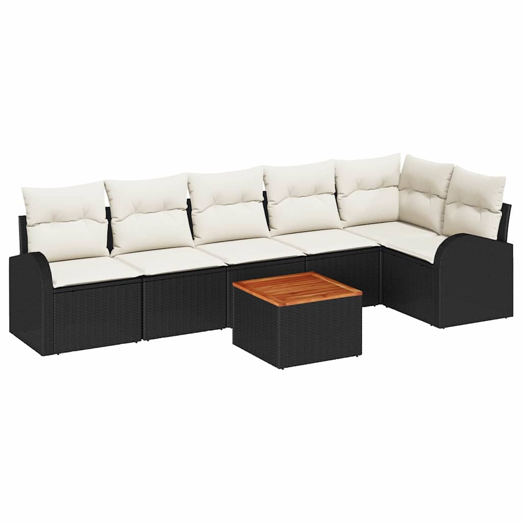 Havesofa Sæt 7 stk. Sort og Cream polyrattan