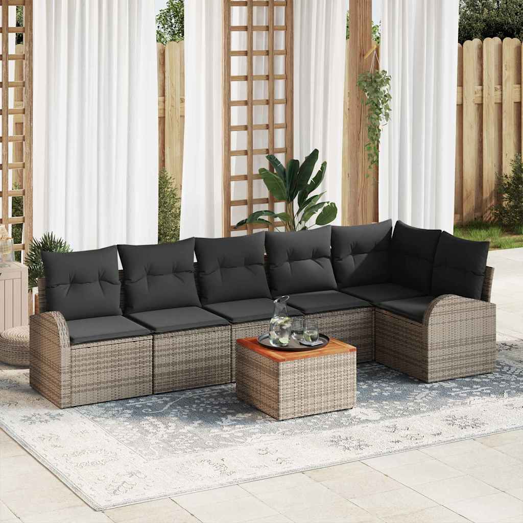 Havesofa Sæt 7 stk. Grå polyrattan