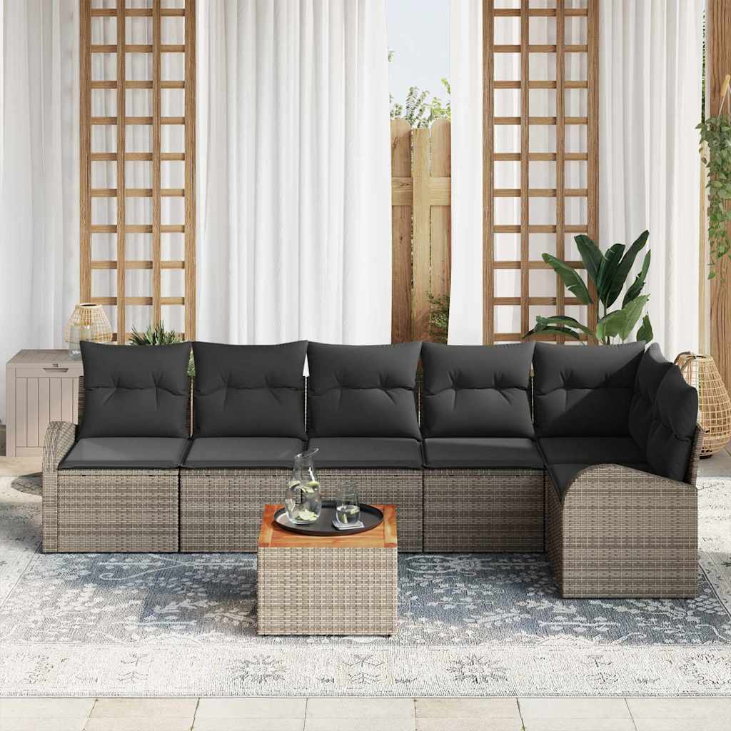 Havesofa Sæt 7 stk. Grå polyrattan
