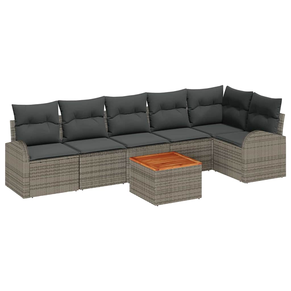 Havesofa Sæt 7 stk. Grå polyrattan
