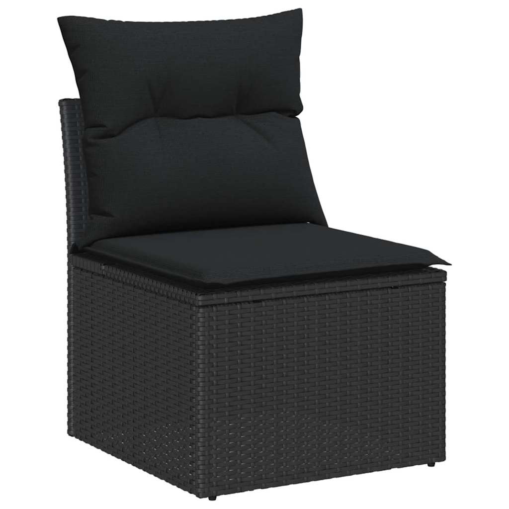 Havesofa Sæt 7 stk. Sort polyrattan