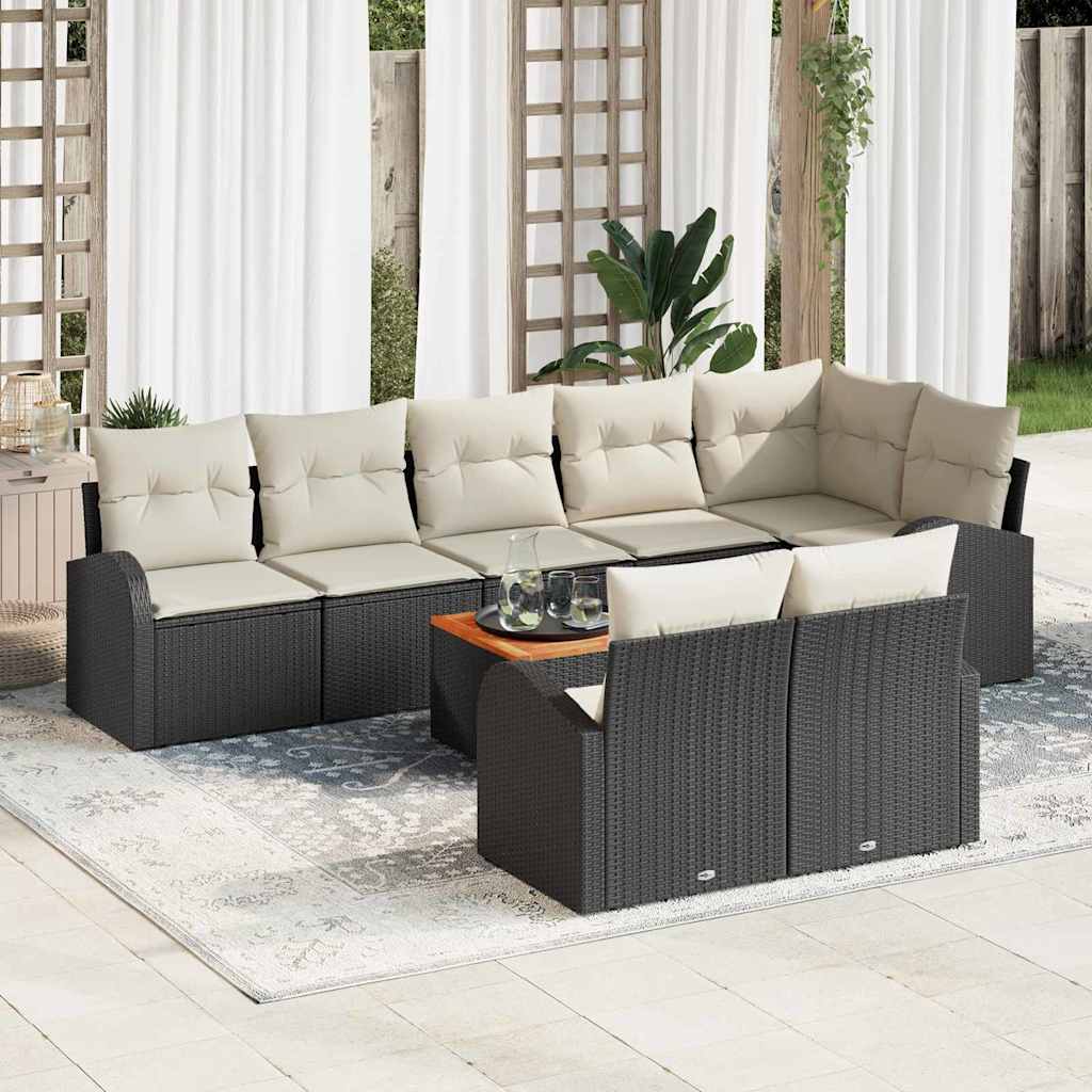 Havesofa Sæt 9 stk. Sort og Cream polyrattan