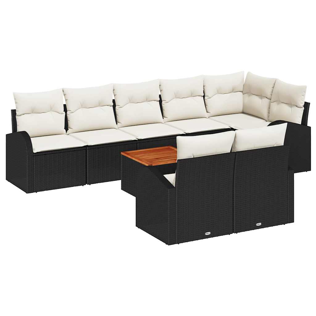 Havesofa Sæt 9 stk. Sort og Cream polyrattan