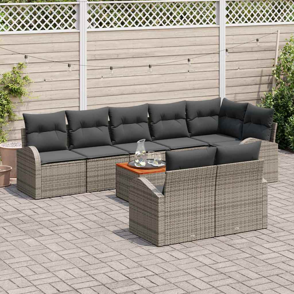 Havesofa Sæt 9 stk. Grå polyrattan
