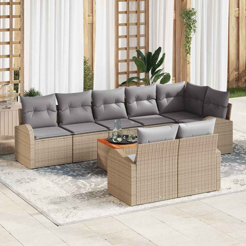 Havesofa Sæt 9 stk. Beige og lys grå polyrattan