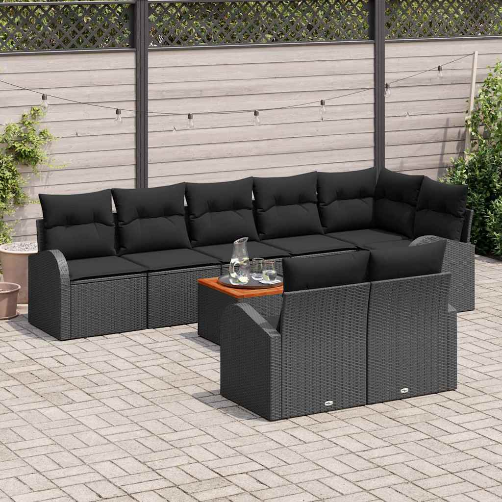 Havesofa Sæt 9 stk. Sort polyrattan
