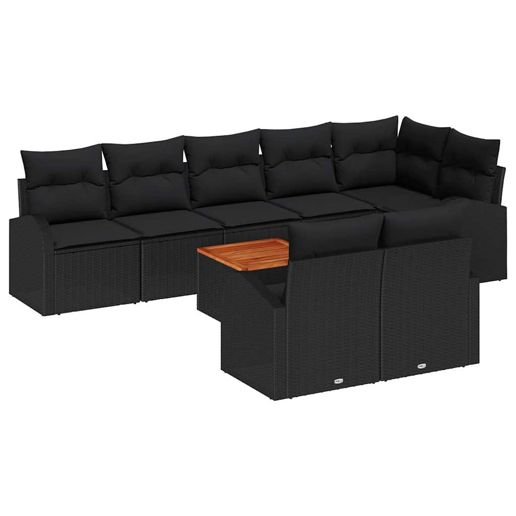 Havesofa Sæt 9 stk. Sort polyrattan