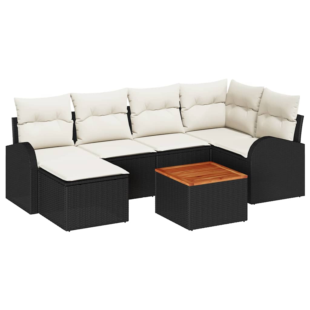 Havesofa Sæt 7 stk. Sort og Cream polyrattan