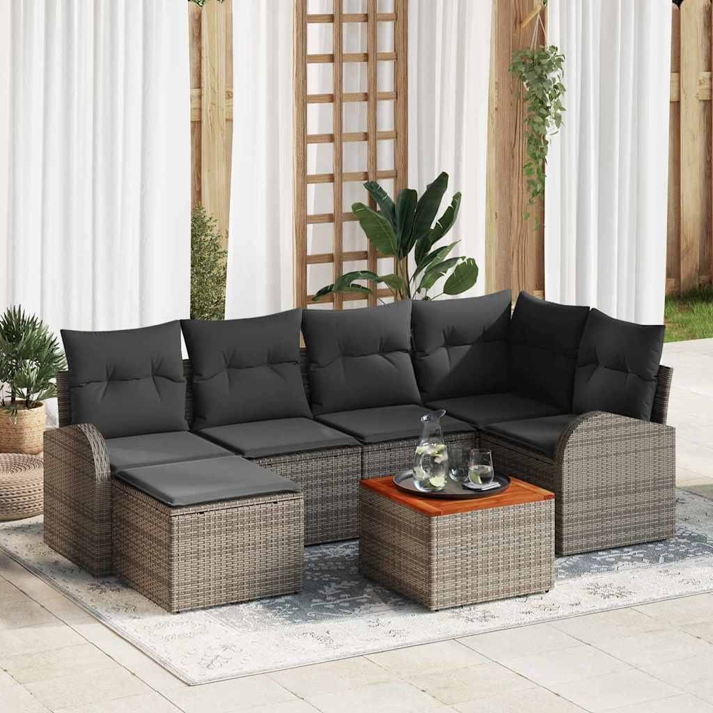 Havesofa Sæt 7 stk. Grå polyrattan