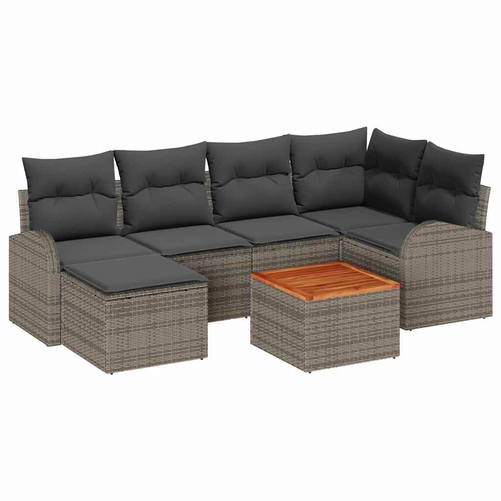 Havesofa Sæt 7 stk. Grå polyrattan