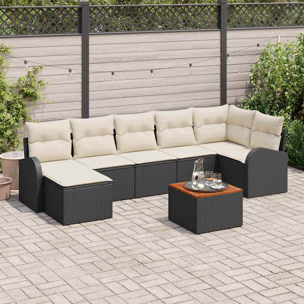 Havesofa Sæt 8 stk. Sort og Cream polyrattan