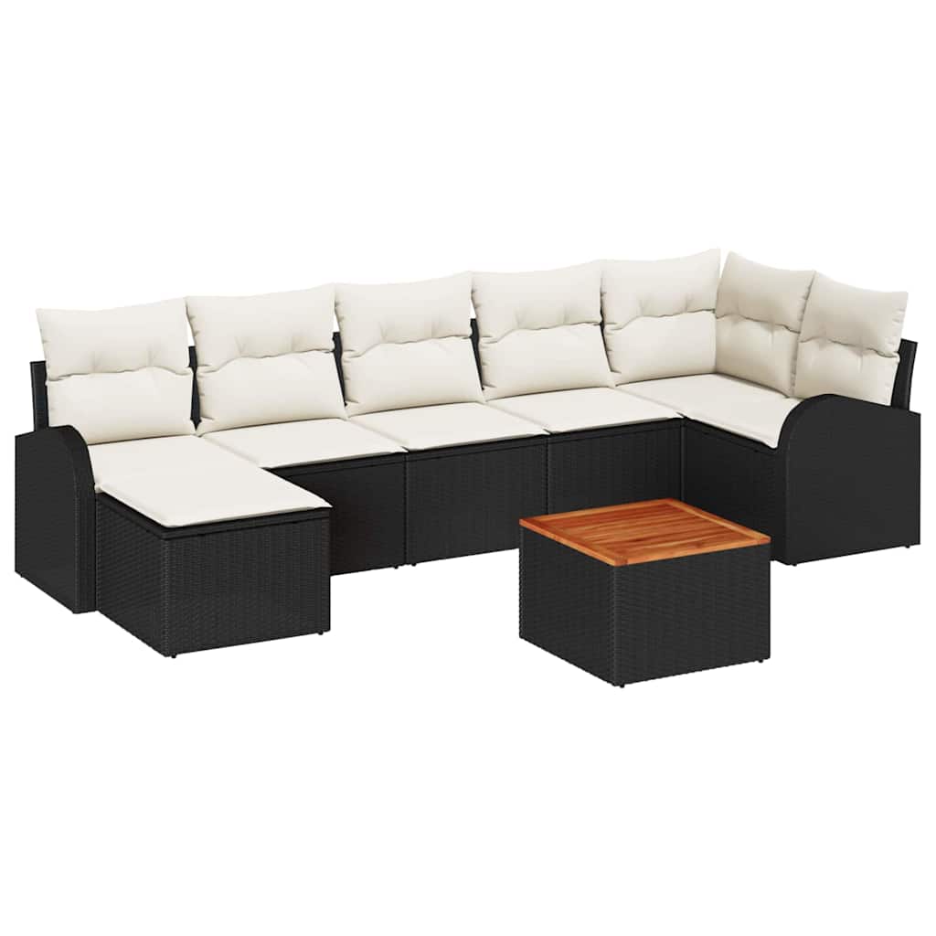 Havesofa Sæt 8 stk. Sort og Cream polyrattan