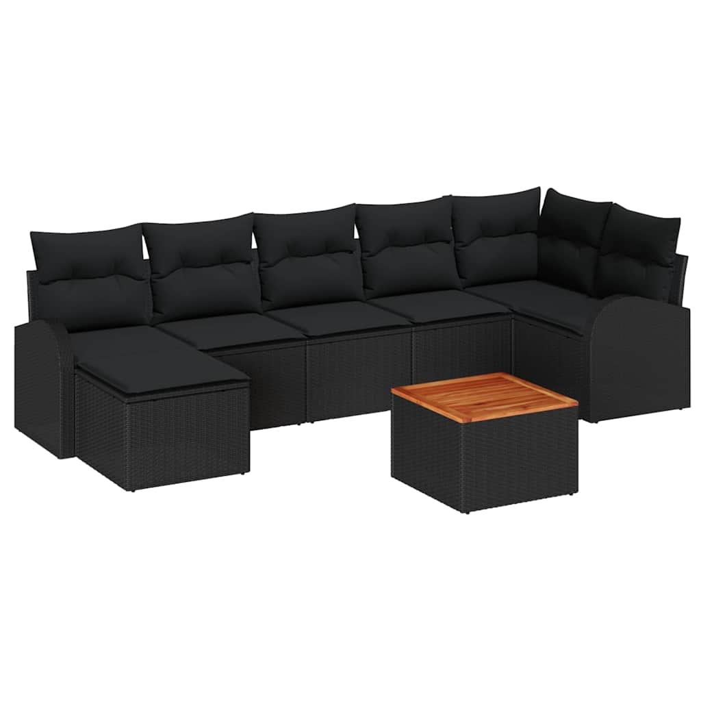 Havesofa Sæt 8 stk. Sort polyrattan